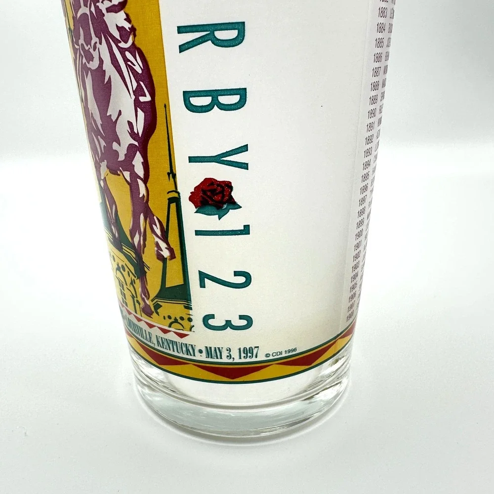 VTG 90s Kentucky Derby 123 Glass 1997 Frosted‎ Churchill Downs Horse Racing